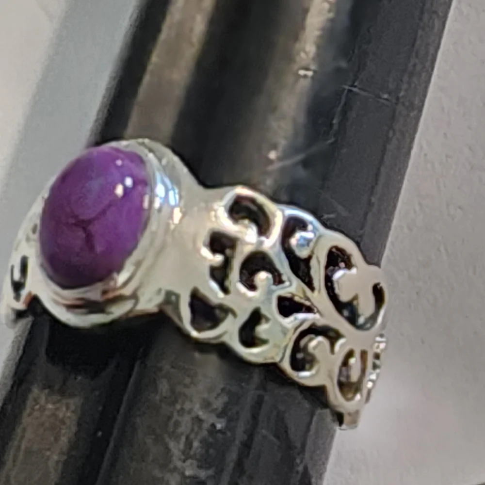 Intricate Sterling Silver Ring with Purple Stone Cowgirl Southwest Jewelry